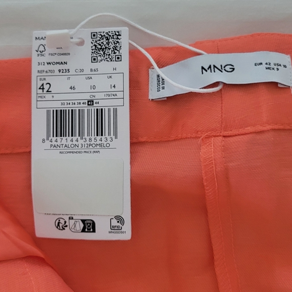 Mango Ladies Polyester Linen Pants Size 10 - Picture 2 of 2